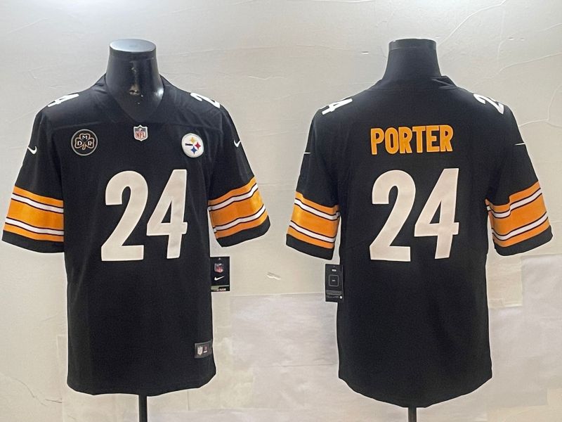 Men Pittsburgh Steelers #24 Porter Black Second generation 2024 Nike Limited NFL Jersey style 01042